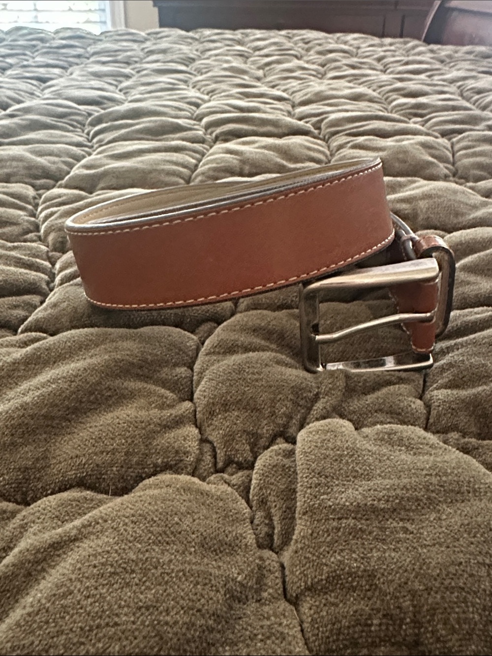 Classic Brown Brown Men's Belt with Silver Buckle size xl size chart in pics.